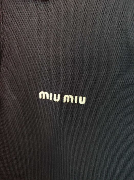 Поло Miu Miu Cotton Pique Polo Shirt Navy