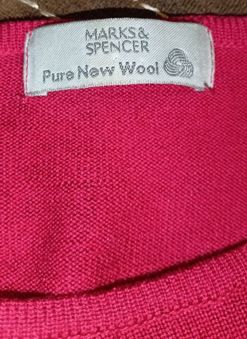 Sweter czerwony Marks&Spencer 40 42 wełna
