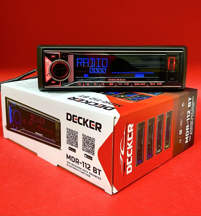 Магнітола у автомобіль 1DIN Decker MDR-112 | Потужний звук + Bluetooth