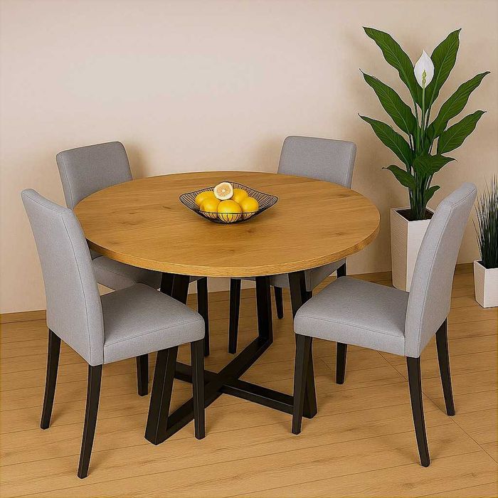 Stół Dębowy Okrągły LOFT, 100% Lite Drewno, Różne Wymiary, Rozkładany.