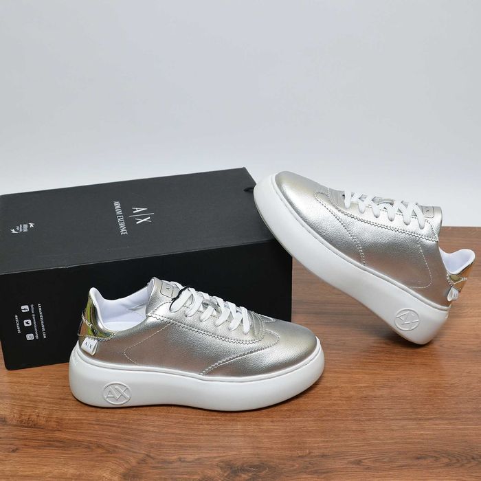 Armani Exchange Silver кроссовки оригинал 38 / 24см (XDX042-XV412)