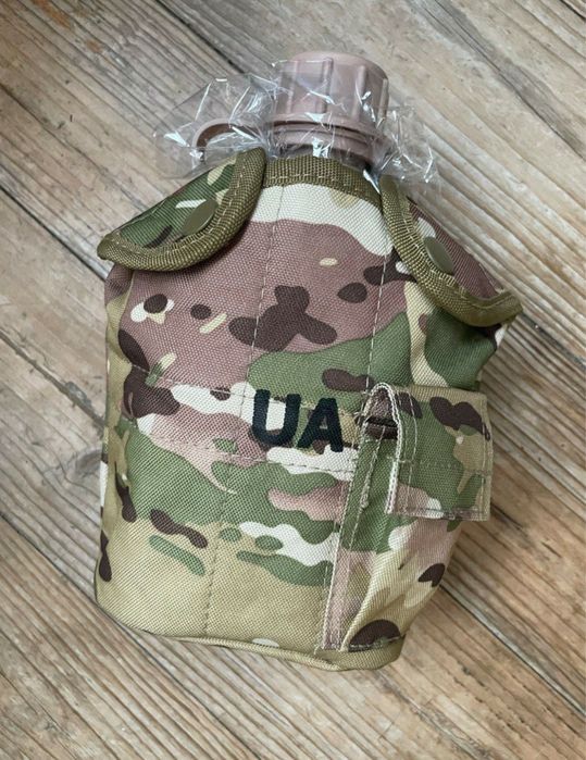 Армейская фляга для воды 1л фляга с котелком в чехле военная фляга