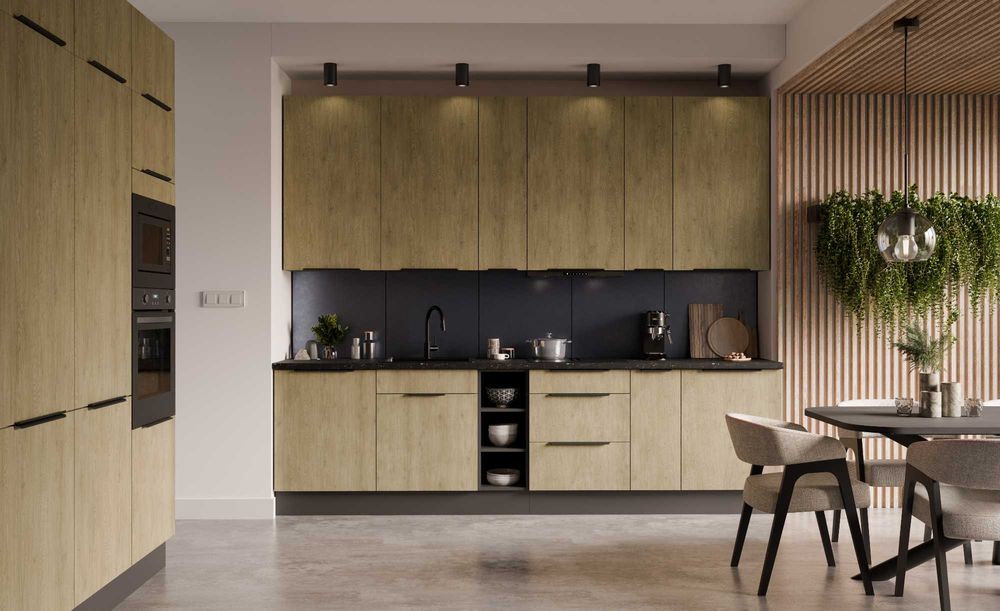 Nowe meble kuchenne 210x290cm dąb cremona antracyt kuchnia pod wymiar