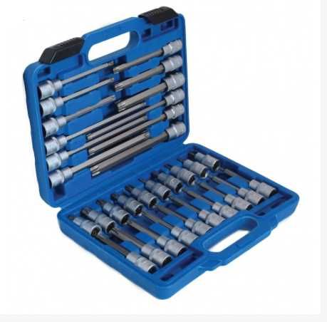 Jogo de 32 peças de bits Torx/TRX extra longos e curtos, chaves estrela de 1/2" com 200 mm de comprimento. REF: S-ST3212