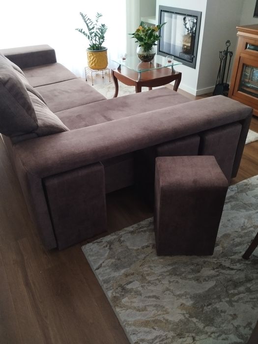 Sofá Chaise lounge 4 puffs