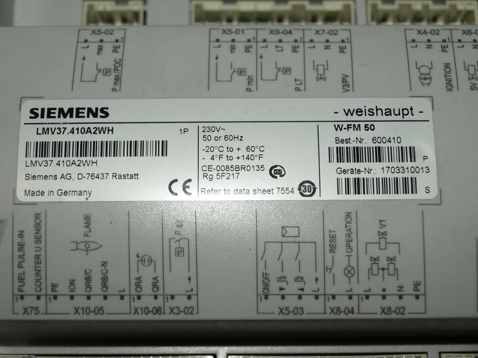 WFM 50, LMV 37.410A2WH nr. kat. Weishaupt 600410 - używany 2017 rok