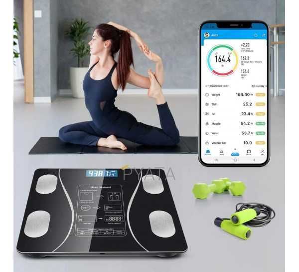 Розумні підлогові фітнес смарт ваги для дому з блютуз. Весы напольные