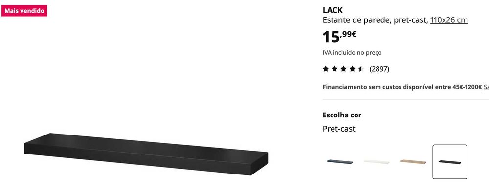 LACK
Estante de parede ikea, pret-cast, 110x26 cm