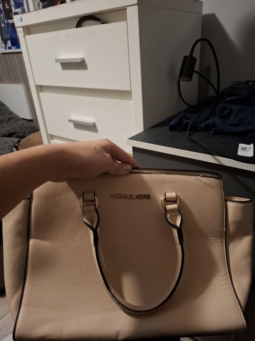 Michael Kors Duża Torba Kuferek Beżowy/Pudrowy Róż - Stan DB