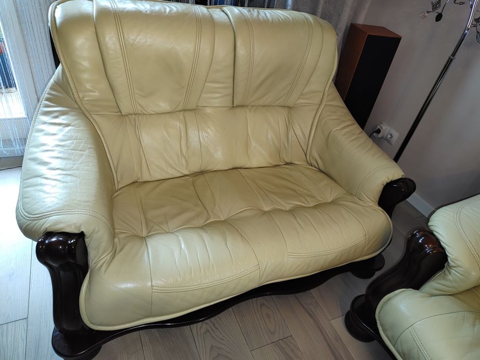 Komplet wypoczynkowy skórzany 3,2,1