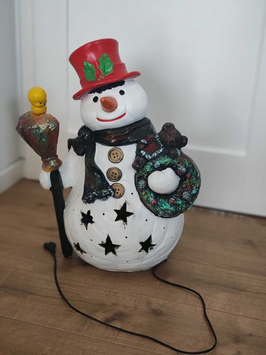 Bałwan porcelanowy ceramiczny świecący 60 cm. wewnętrzny/ zewnętrzny