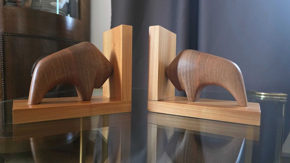 Tekowe podpórki do książek,Vintage.Lata 60