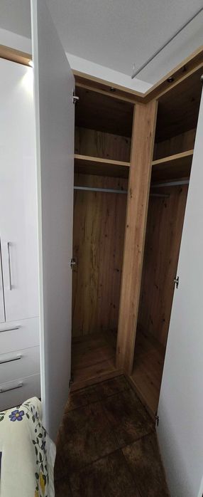 Duża szafa narożna 236x201 biały połysk / dąb  aristan