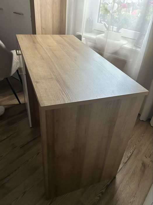 Biurko Balder 120 cm z drzwiami i szufladą dąb riviera/biały
