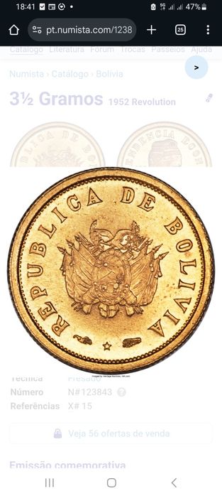 Vendo moeda de 3 gramos e meio ouro de 22kt