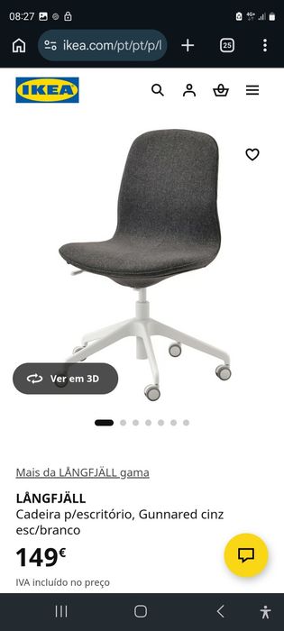 Cadeira cinza LÅNGFJÄLL