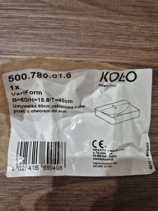 Umywalka nablatowa 60x45 Koło