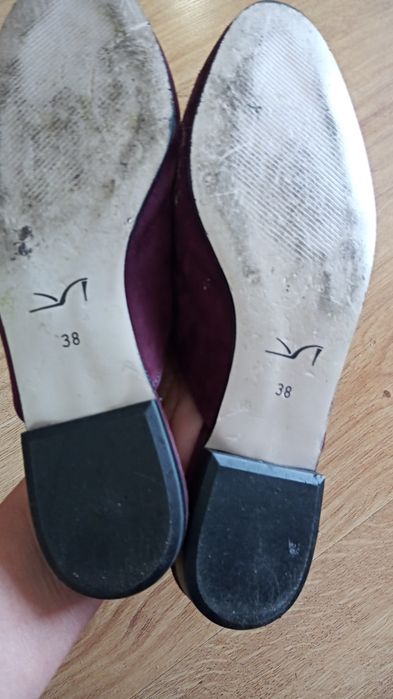 Klapki fioletowe skóra 38