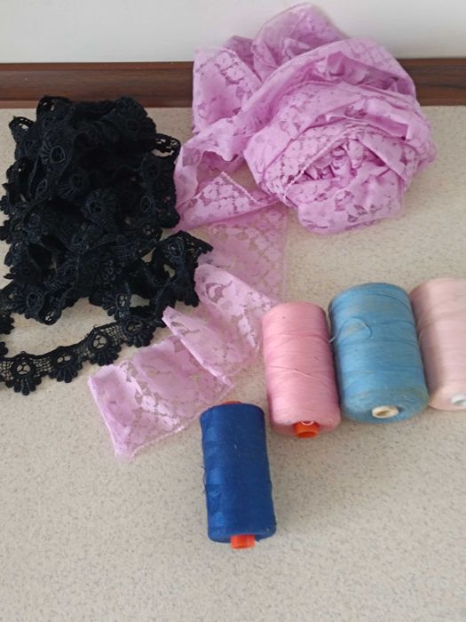 Koronki bawełniane,stilonowe,nici,zamki