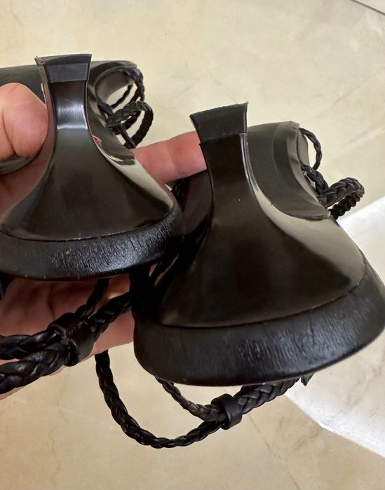 Massimo Dutti плетені коричневі шкіряні босоніжки сандалі босоножки 39