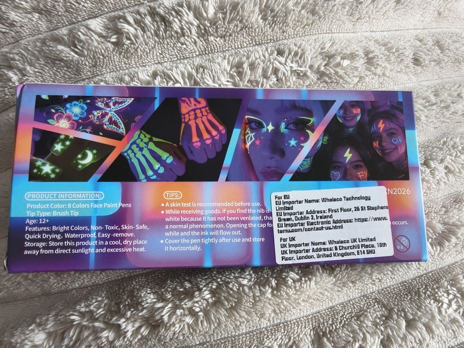 UV face body paint Fluorescencyjne markery do malowania ciała dyskoteka impreza koncert