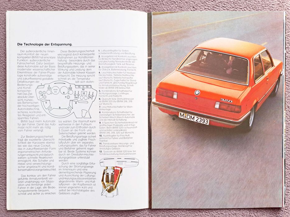 BMW 3 E21 - 1975 ( 316, 318, 320, 320i ) prospekt 51 lat ! 32 strony, stan BDB-