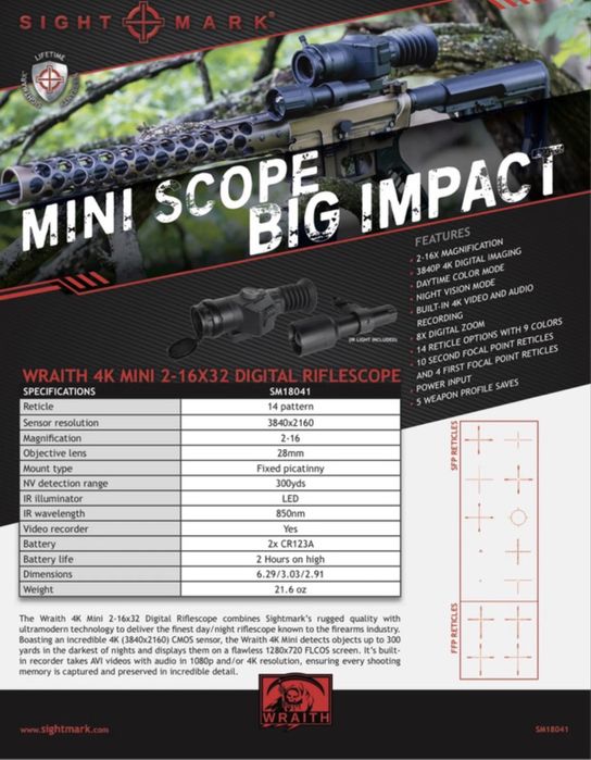 Sightmark Wraith 4K Mini 2-16x32 Digital Day/Night