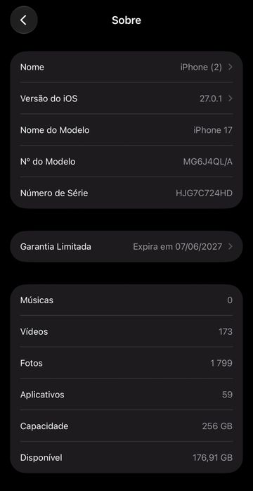 iPHONE 17  256gb - Garantia até 07/06/2027 APPLE