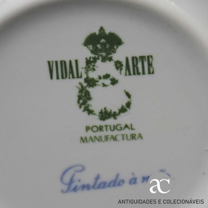 Par de potes com tampa porcelana Vidal Arte, Pintados à mão