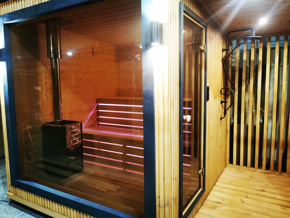 Sauna Ogrodowa 3,3m x 2,3m Prysznic  Piec na drewno Gotowa od Ręki