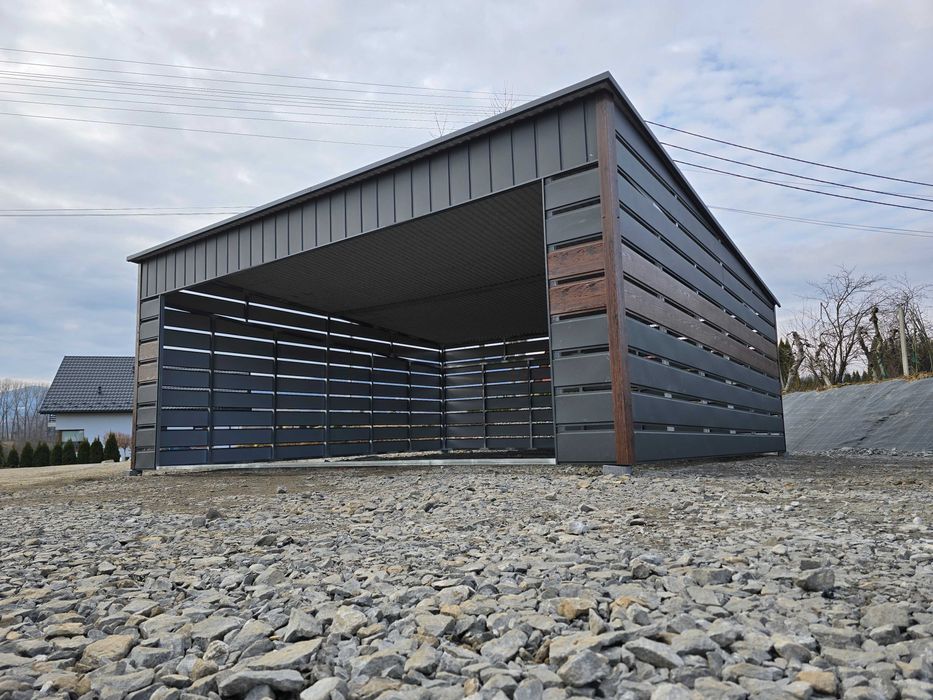 Nowoczesny carport, wiata samochodowa 6x6 Konstrukcja ocynk
