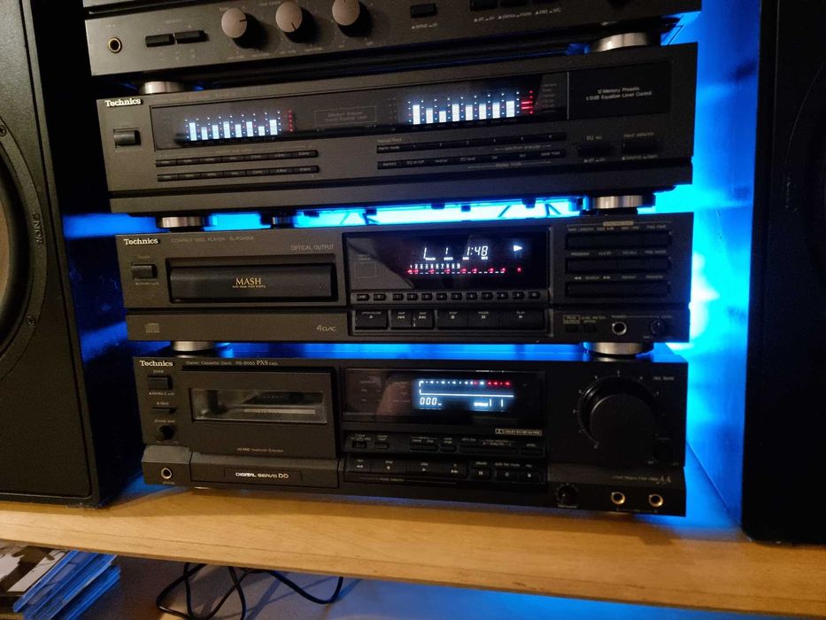 Wieża Technics z kolumnami GLE100 2 piloty komplet kabli rca +