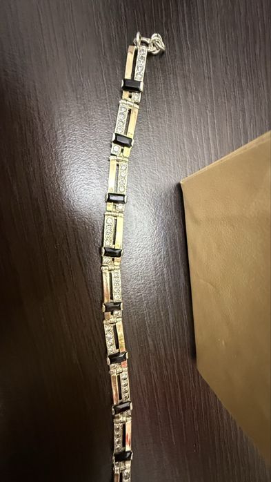 Срібний набір 925 з позолотою та чорними вставками