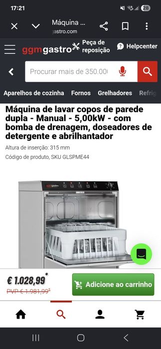 Maquina de lavar copos GGM CASTRO
