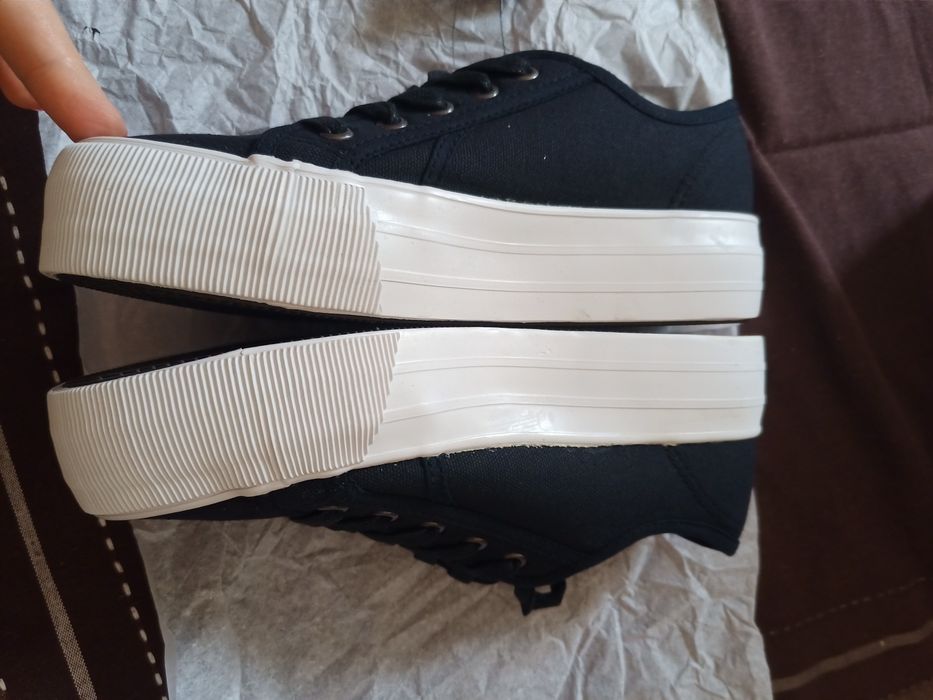 Sneakersy niskie lascana 37 platforma 4 cm gruba podeszwa czarne tramp