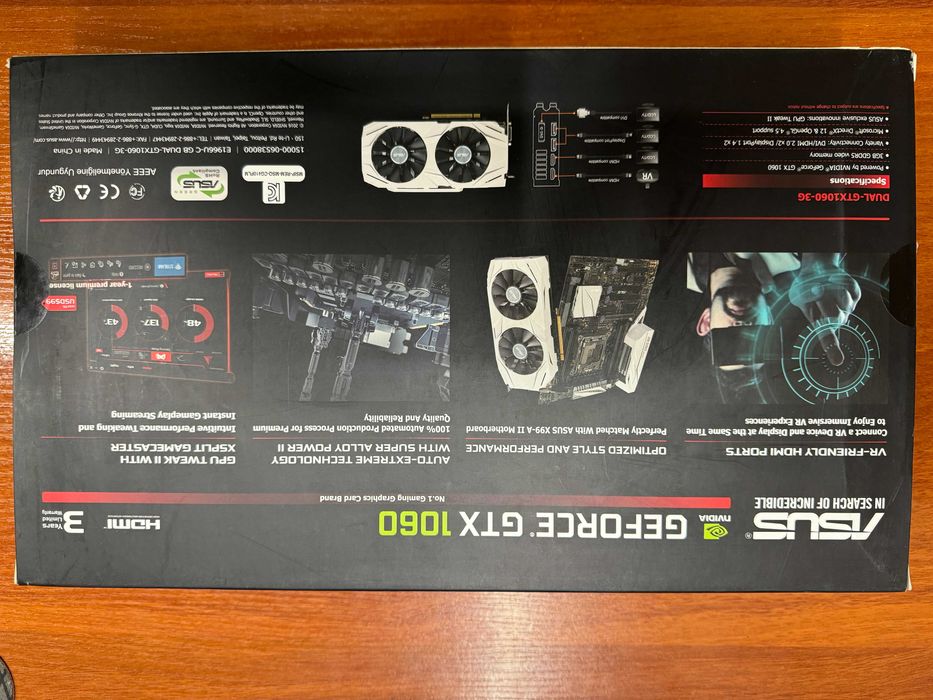 Відеокарта Asus GeForce GTX 1060 Dual 3GB GDDR5 (DUAL-GTX1060-O3G)