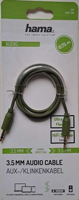 Kabel Hama Audio Jack 3,5 mm Jack 3,5 mm zielony 0,75 m