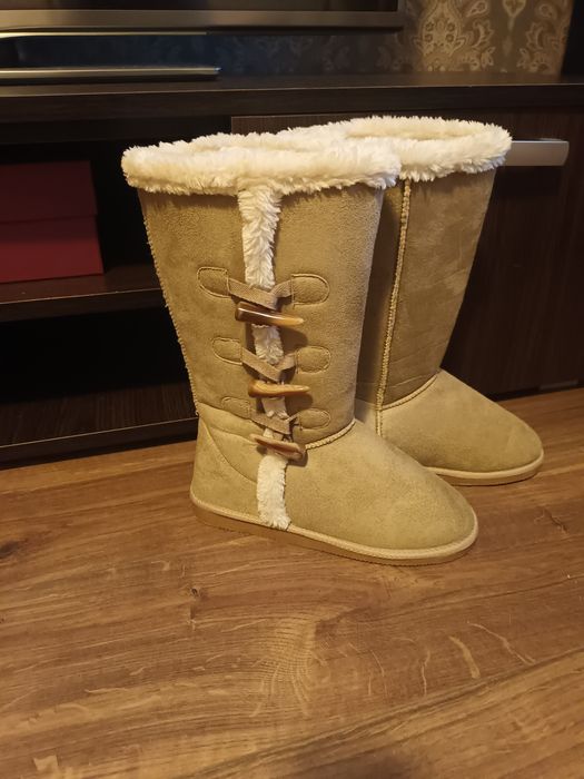 Skórzane Kozaki Buty Emu Wysokie Śniegowce Naturalne