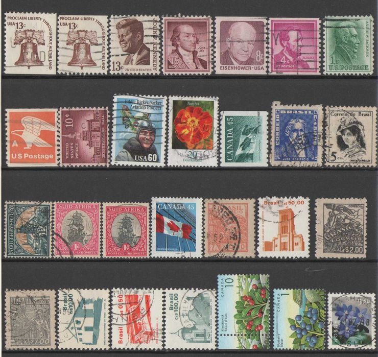 Filatelia: 141 selos novos e usados, mundiais