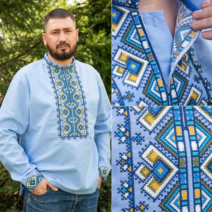 Чоловіча вишита сорочка вишиванка українська лляна з довгим рукавом