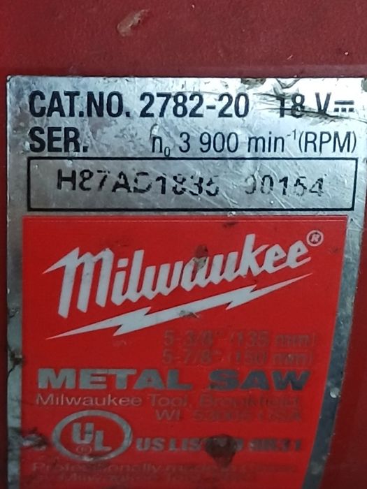 Milwaukee 2782 циркулярка по металу