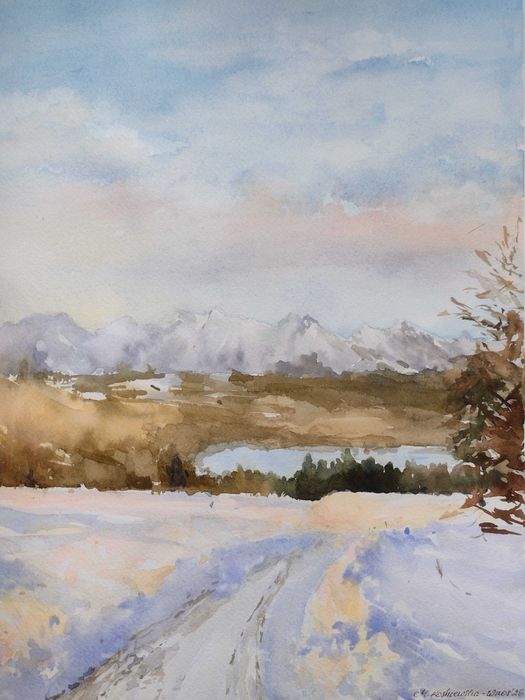 Akwarela pt. Zima w Tatrach