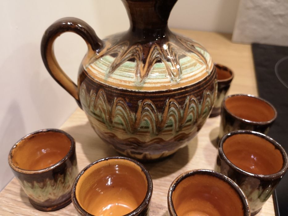 Karafka z sześcioma kieliszkami, art Deco