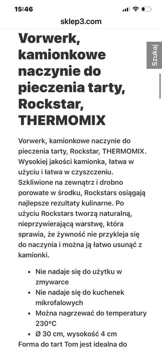 Naczynie kamionkowe do pieczenia tarty Vorwerk