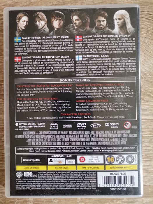 Gra o Tron kompletny 2 sezon pl 5 płyt dvd