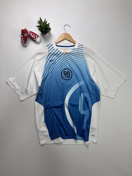 Футболка джерси винтажная Vintage 2006 Nike Total 90 Laser T90 Soccer Jersey Training Shirt Blue White size XL