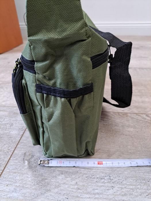 Torba męska na ramię, listonoszka - 5 kieszeni - kolor zielona