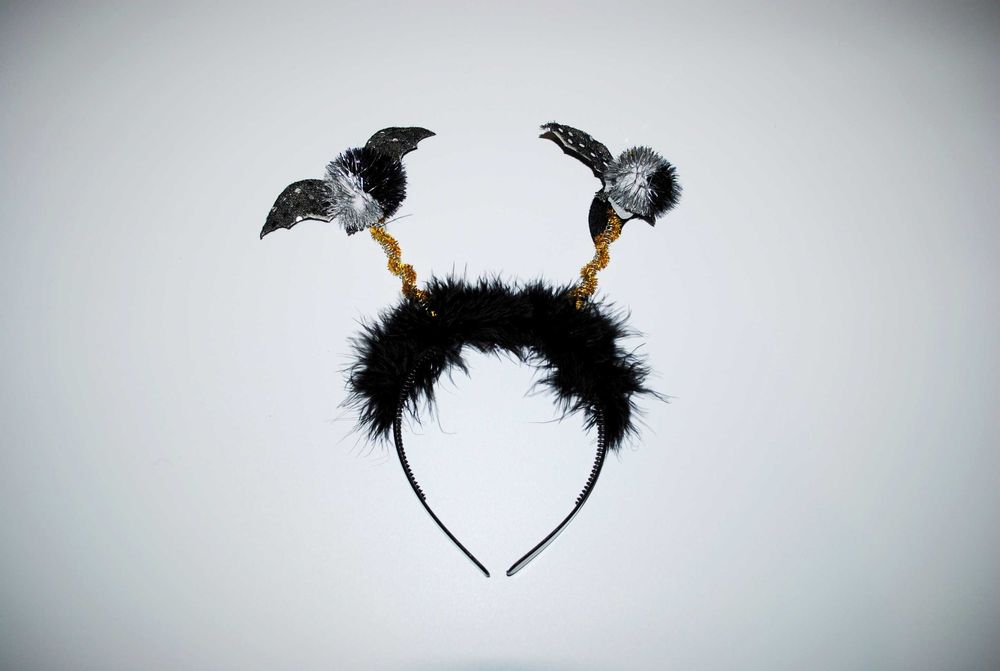 Шикарный Обруч черный пух серебристый хеллоуин новогодний блестит