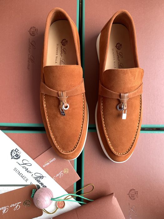 Лофери бежеві руді замшеві жіночі loro piana sammer walk