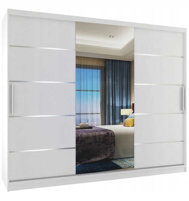 Szafa przesuwna z lustrem SZUFLADY 232 cm